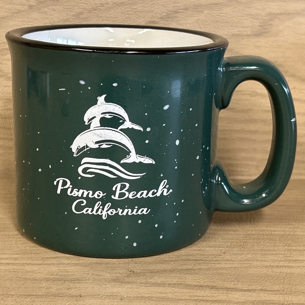 Heavy Thick Ceramic Mug Green and Black - Unused - Camping Outdoors